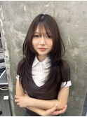 ハイライトカラーミルクティーベージュレイヤーカット