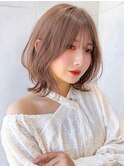 Say.レイヤーミディアムくびれレイヤーヘーゼルグレージュ韓国風