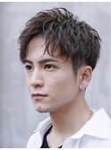 原宿メンズパーマルーズショートアクティブショートツイスパ緩め