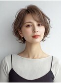 ◇大人可愛い20代30代40代50代前下がりショートボブ丸みショート