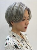 ダブルカラーショートボブインナーカラーハイライトケアブリーチ