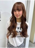 ロング　ワイドバング　顔周りカット　韓国風巻き髪　10代20代