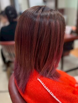 ヘアークリアー 蕨 毛先パープルのグラデーションカラー