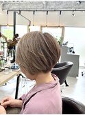 脱白髪染めハイライトイメチェングレーベージュ似合わせカット