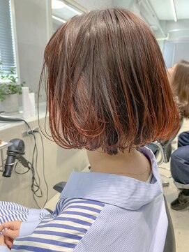 テトヘアー(teto hair) オレンジベージュ、フレンチボブ、暖色カラー