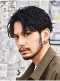 波巻きスパイラルパーマセンターパート波巻きパーマツーブロック