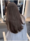レイヤーカット グレージュカラー ブリーチなし ハイライト