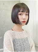 ◎切りっぱなしボブ縮毛矯正ミニボブストレートパーマ