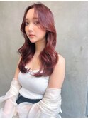 mowen 南堀江　レイヤーカット　ピンク系カラー
