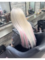 オズ 梅田店(OZ)&nbsp;オフホワイト×インナーピンク/エクステ60枚