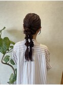 編みおろしヘアアレンジ　結婚式参列アレンジ