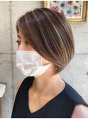 ☆ホワイトグレージュミニウルフチェリーブラウンブリーチ[船橋]
