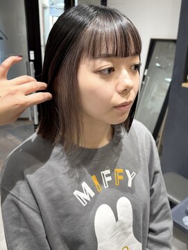 ラミエバイメルト 下北沢(lamie by melt) 花田ボブインナーカラーイヤリングカラーブリーチホワイト下北沢