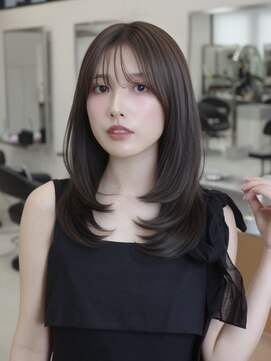 ベレーザシェルト(Beleza scelto) 15747ナチュラルブラウンレイヤーラウンドバングオリーブグレー