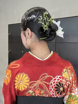 ヘアー アイス ルーチェ(HAIR ICI LUCE) ブリーチなしくすみベージュ冬カラーお呼ばれヘアアレンジ/今枝