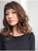 オン眉斜めバング