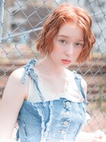 アズーア ヘアーアンドスパ(azure hair&spa)&nbsp;オレンジカラーボブ　 ブランジュ 小顔 ダブルバング