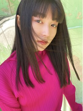 バイフィフス 原宿/表参道(by fifth) ぱつっと前髪/暗髪グレージュ/ぱっつん前髪