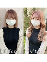 あるじゃんすー 梅田店&nbsp;ピンク×ベージュ#シールエクステ#メッシュカラー#美髪#梅田