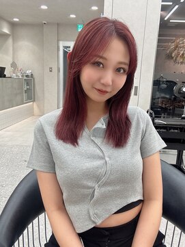ロンド マーレ 天神大名店(Lond mare) ピンクブラウン/暖色カラー/カシスピンク/韓国ヘア/顔周りカット