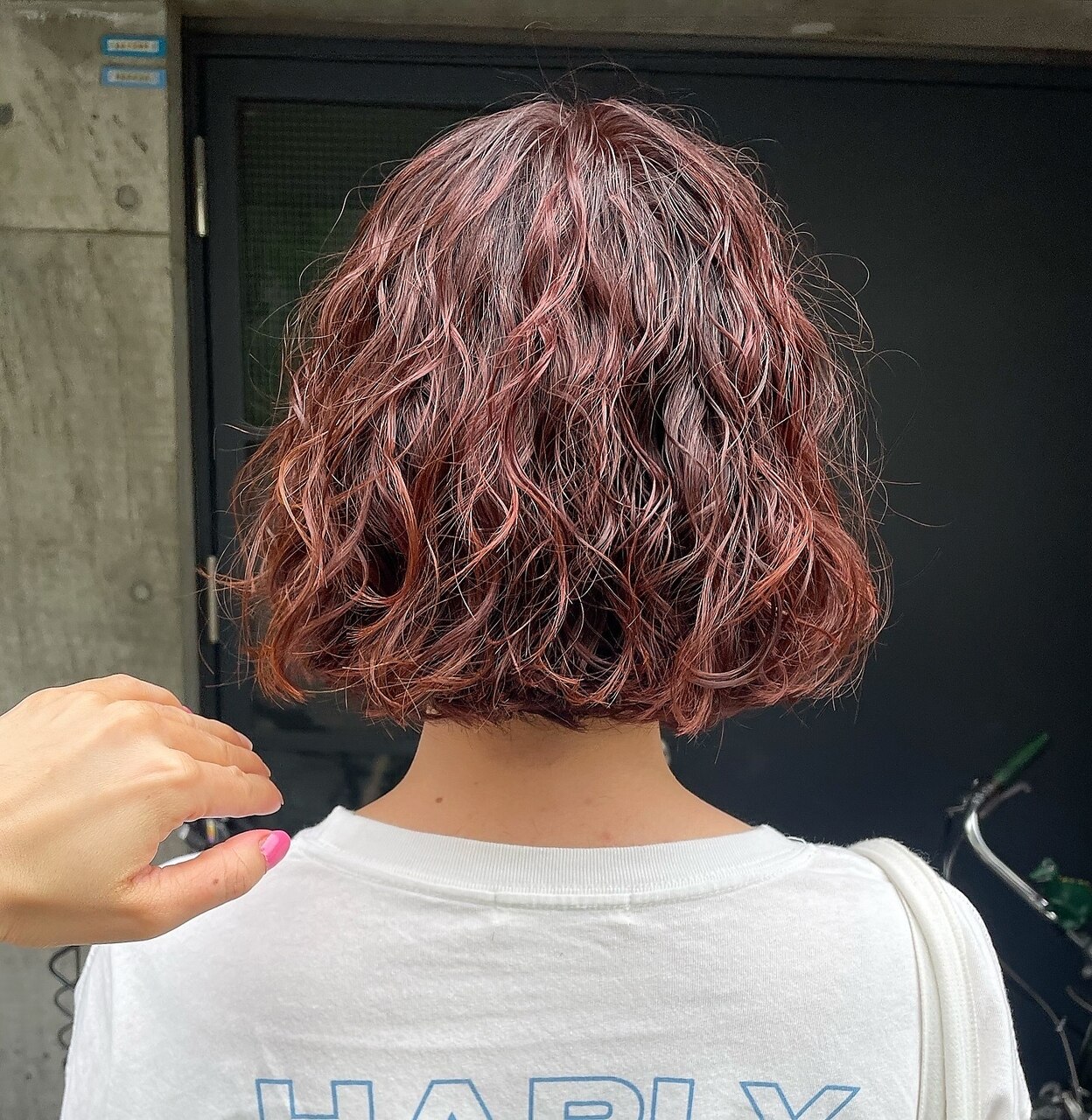 ボブパーマ/ミニボブ/パーマ/赤毛/ボルドーカラー/原宿/表参道