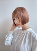 小顔ショートボブ×顔まわりレイヤー×切りっぱなし[横浜駅]