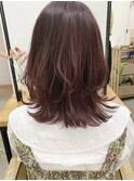 【cuzKLUB】ハイライト×ワインレッド×ミディアムレイヤー