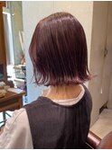 切りっぱなしボブ×ピンクブラウン