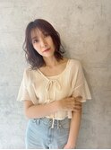 ミディアム/ふんわりウェーブ巻き/ピンクブラウン