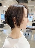 ショートヘア顔周りレイヤーカットダブルカラーショートボブ調布