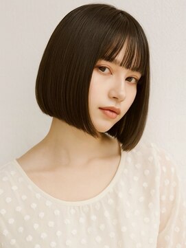 ミロアヴィタ 平尾(miroa vita) 丸みボブ 前髪カットアッシュブラウン 切りっぱなしボブ 艶髪