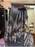 天神　顔まわりレイヤーカット　ヘアセット　ブリーチなしカラー