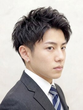 銀座マツナガ 神田店 ビジネスマン◎メンズパーマアップバング爽やかショート黒髪