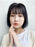 ナチュラルボブ_オリーブカラーハイライトカラー_37814
