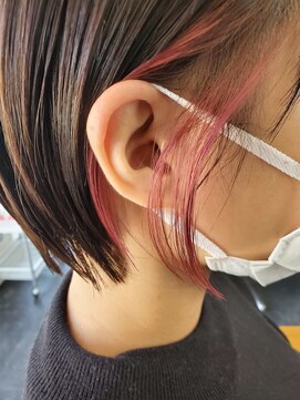 セットアップ 倉敷中庄店(SET-UP) ナチュラルショート×ピンクレッドイヤリングカラー