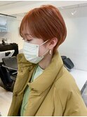 オレンジベージュ_外ハネボブセクションカラー_ba380081