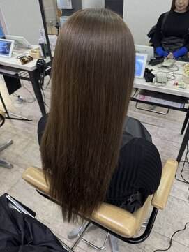 アジールヘア 所沢プロペ通り店(agir hair) ブラウンベージュケアブリーチワンレンロング小顔カット所沢韓国