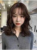＋小顔ウェーブミディアム似合わせカットメルティーカラー/着物