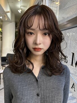 メゾンアクア 表参道(Maison ACQUA) +小顔ウェーブミディアム似合わせカットメルティーカラー/着物