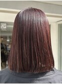 カシスレッド・レッドブラウン・切りっぱなしボブ