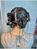 【ツインアレンジ】結婚式銀座お団子カチモリタイトヘアセット
