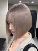 10640秋色くすみベージュシャギーボブレイヤーオリーブベージュ