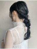 前髪シルキーベージュ編み下ろしヘアアレンジa