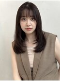 ワンカール/レイヤーカット/ミディアム/マロンベージュ/前髪