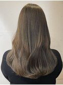 冬の抜け感オリーブベージュ◎前髪ありロング