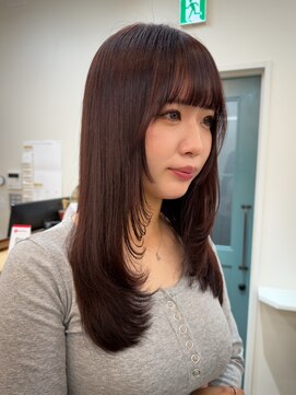 ヒョンミョン ライズバイレボ 柏西口店(hyon myon/RISEbyREVO) レイヤーカット/顔周りカット/ボルドーカラー