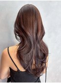 韓国ヘアロング小顔グレージュ顔周りレイヤーおくれ毛_ba567671