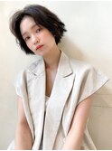 レイヤーショートボブ センターパート