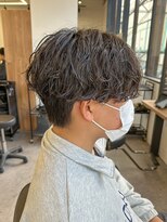 エルマーク(L-MARK) スパイラルパーマツイストパーマアップバング短髪メッシュ