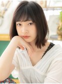 ★アッシュブラック斜めバングくびれボブウルフ20代30代40代★10